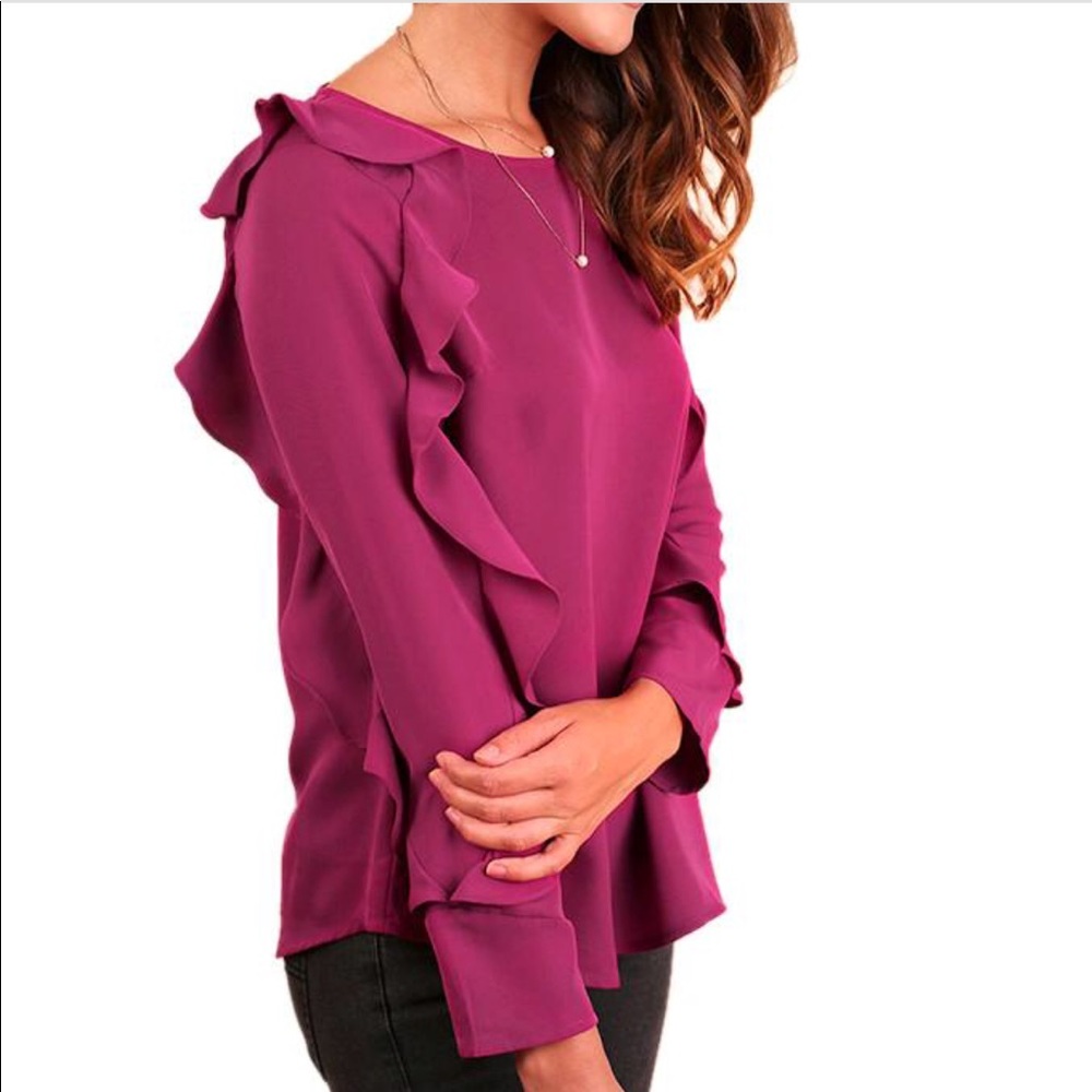 Long sleeve magenta blouse